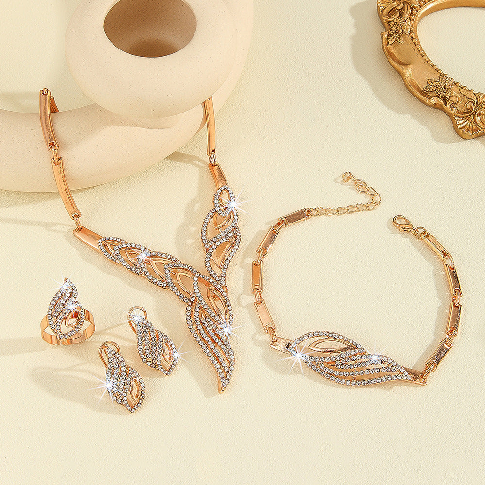 Women's Market Diamond Gold Leaf Wedding Decorations Rings