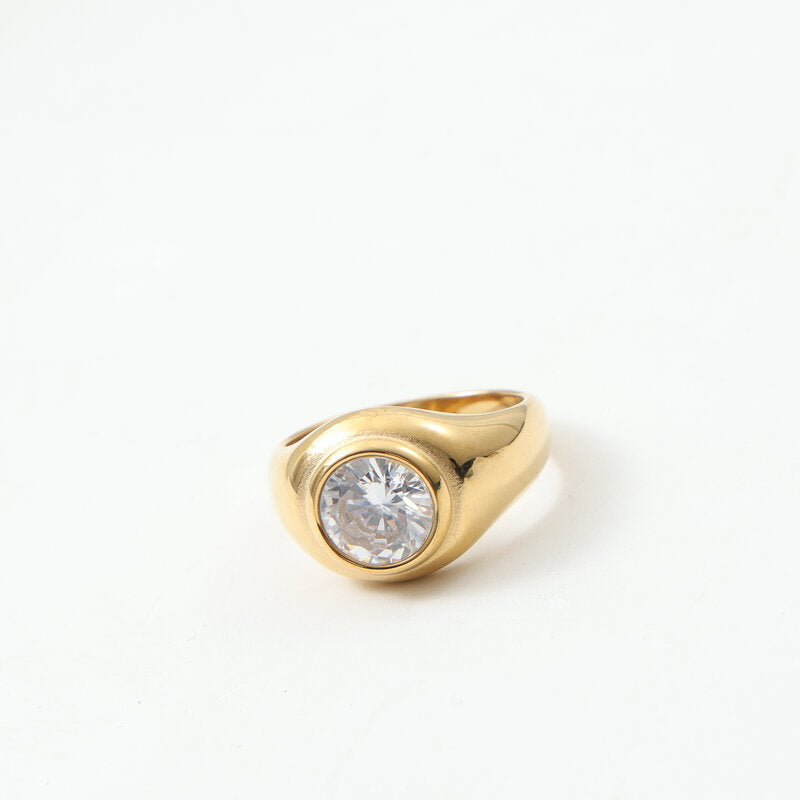 Large Round Zircon Stamp Titanium Steel Bracelets