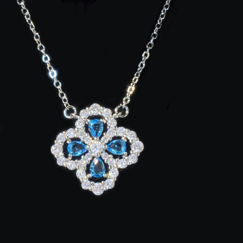 Women's Classic Rainbow Four Leaf Clover Ear Simple Plated Bright Zirconium Jewelry Set