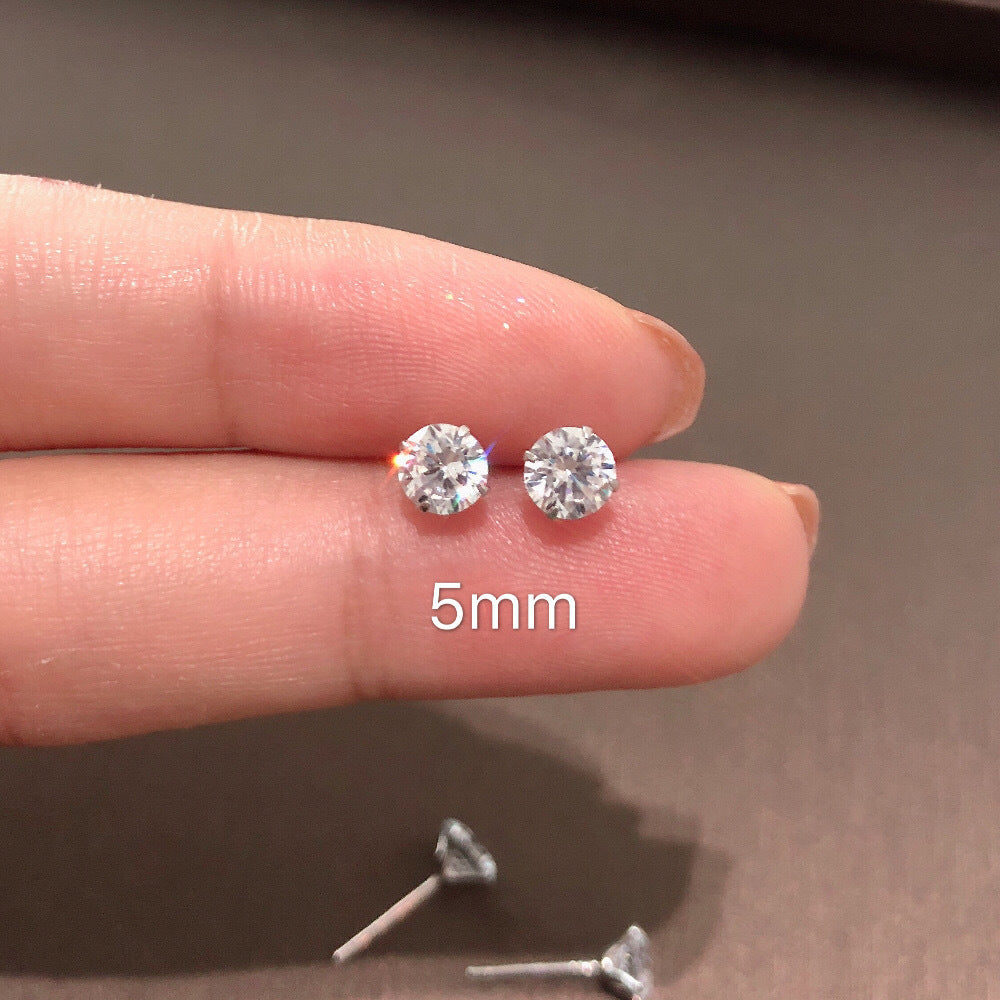 Women's & Men's Simple Sterling Sier Zircon No Need To Take Earrings