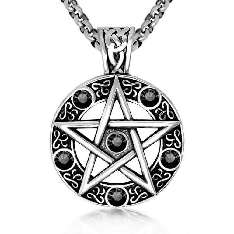 Punk Ornament Titanium Steel Polished Black Necklaces