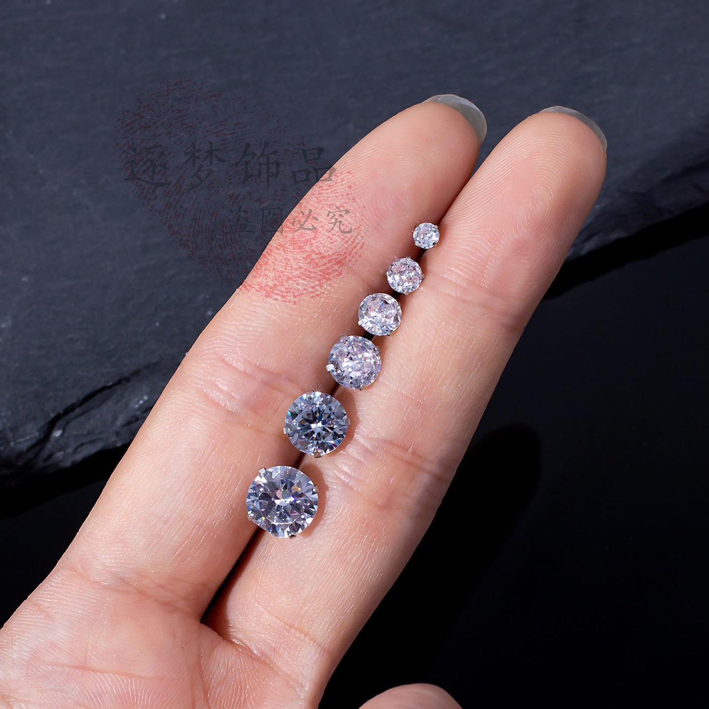 Steel Zircon High-grade Titanium Diamond Ear Earrings