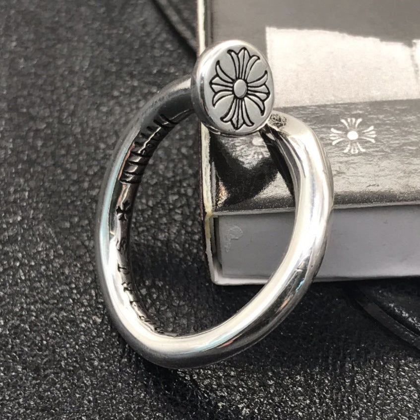 Sier Couple Thin Cross Five-pointed Star Rings