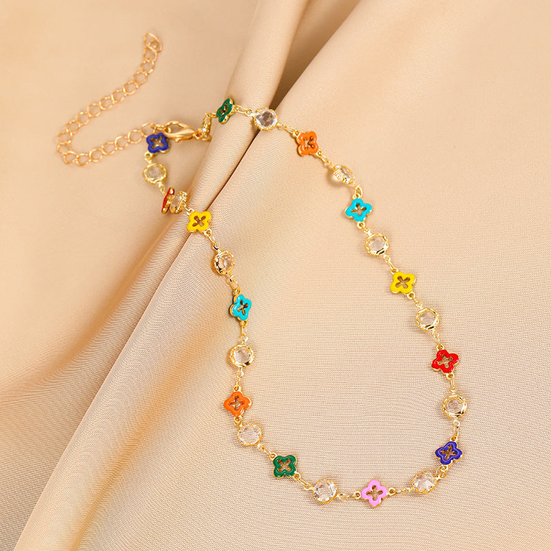 Crystal Butterfly Female Little Daisy Clavicle Necklaces