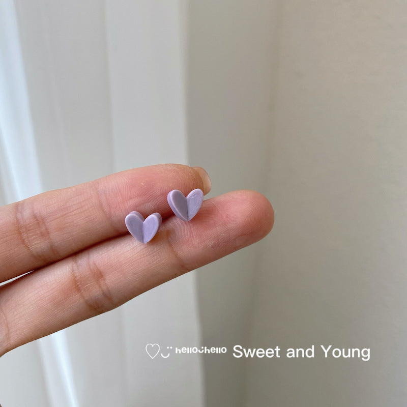 Ceramic Three-dimensional Colored Loving Heart Sweet Cute Earrings