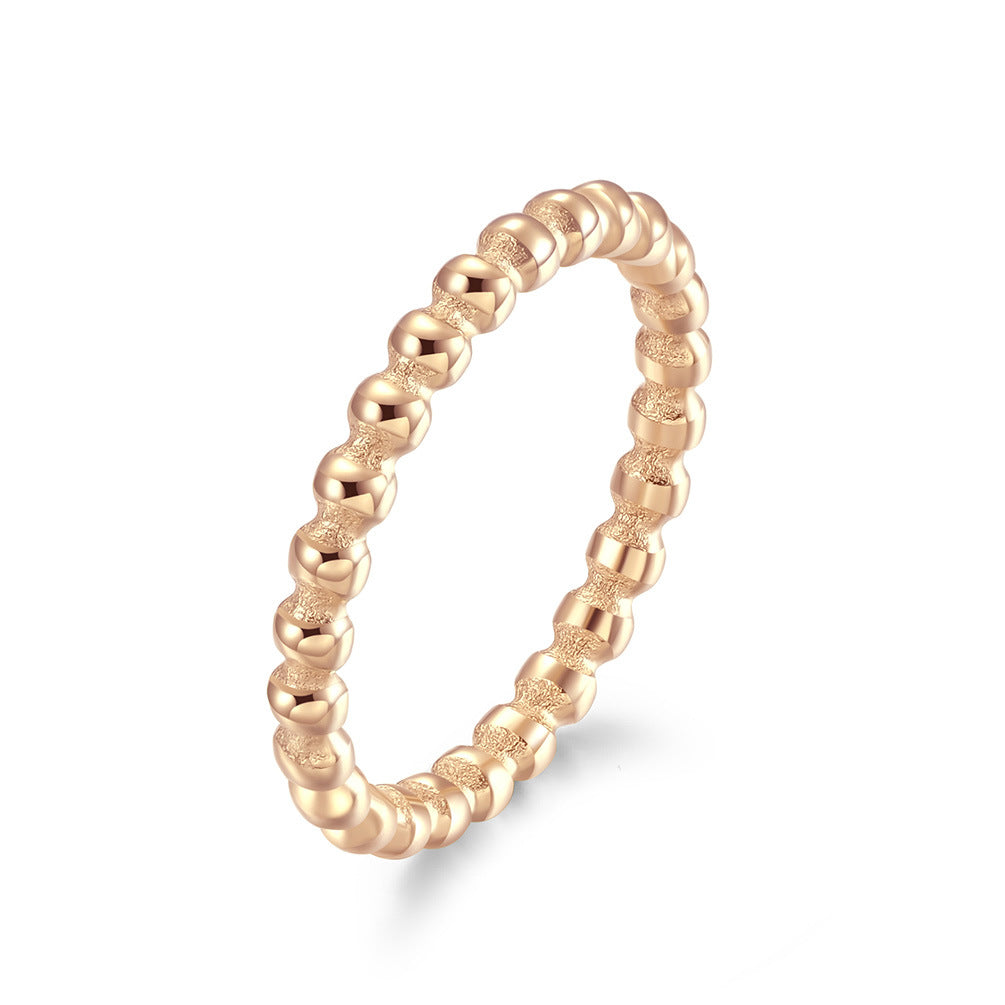 Women's Titanium Steel Small Beads Stackable Simple Wear Little Finger Rings