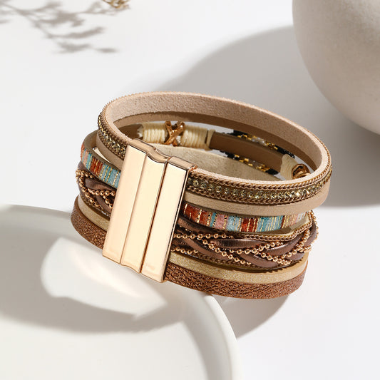 Style Ornament Eyes Bead Hand-woven Leather Female Bracelets