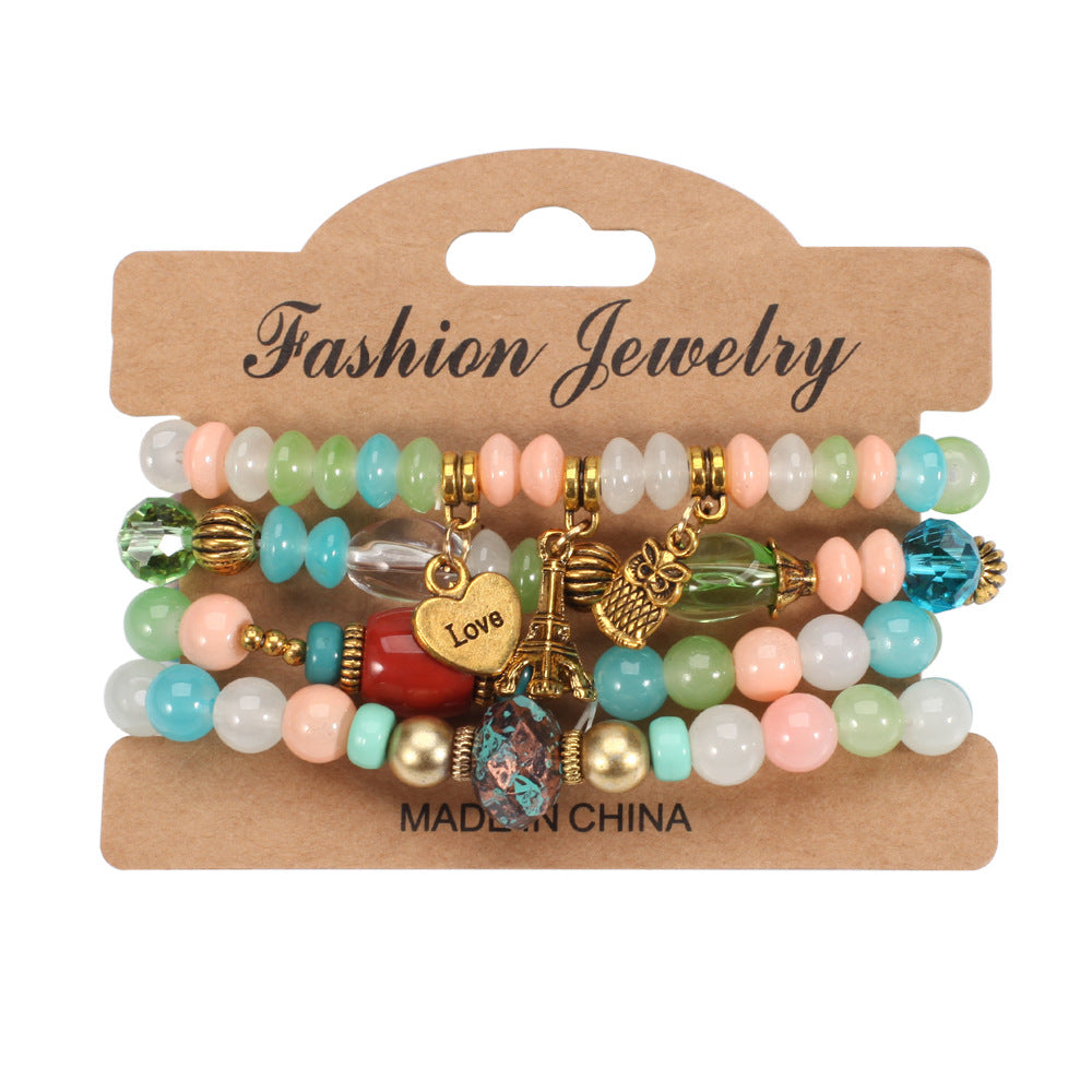 Bead Bohemian Owl Eiffel Tower Peace Bracelets