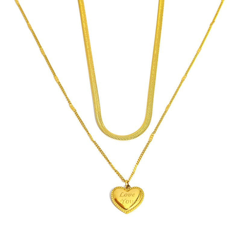 Women's With Light Luxury Letters Lovely Heart Twin Necklaces