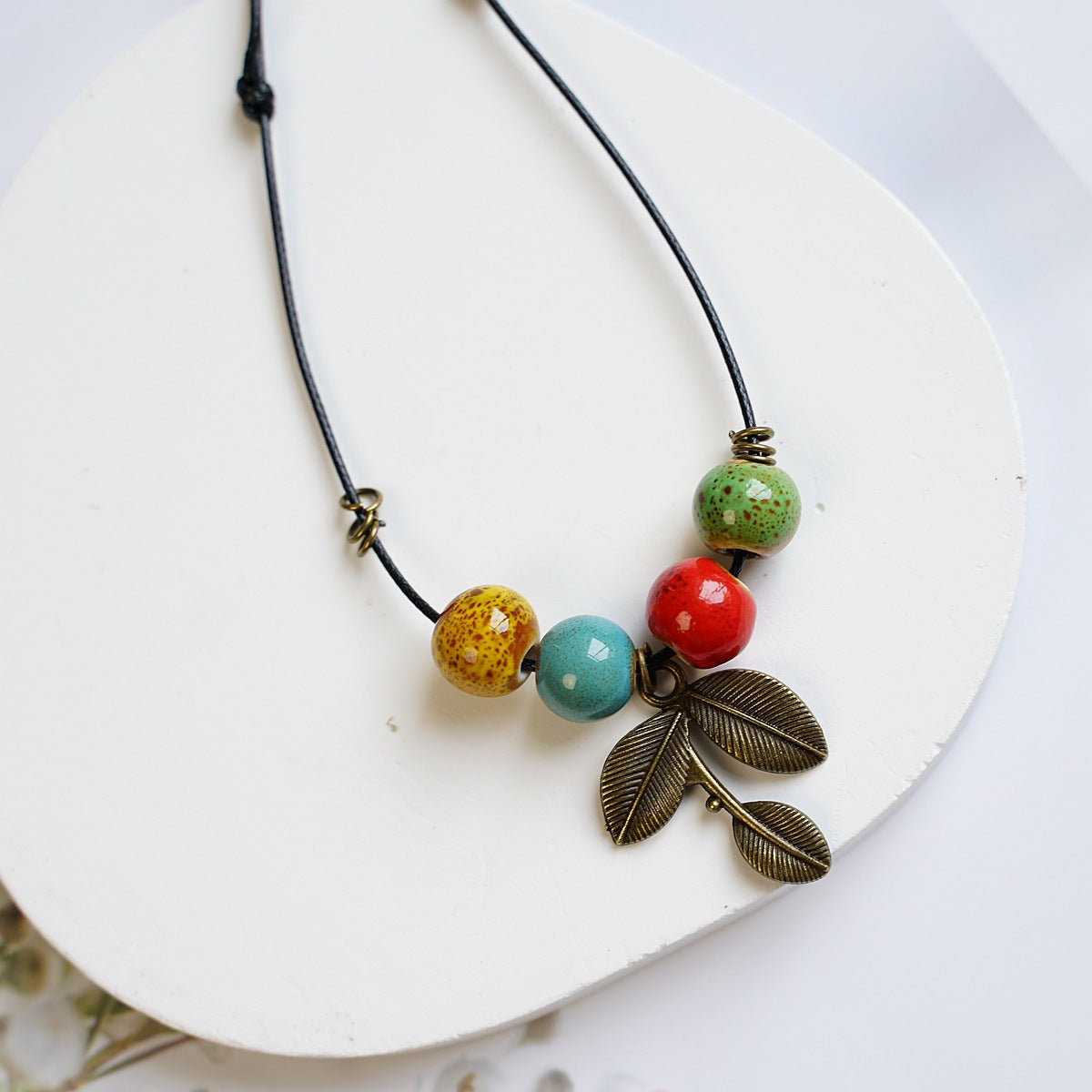 Ceramic Maple Leaf Ornament Accessories Artistic Necklaces