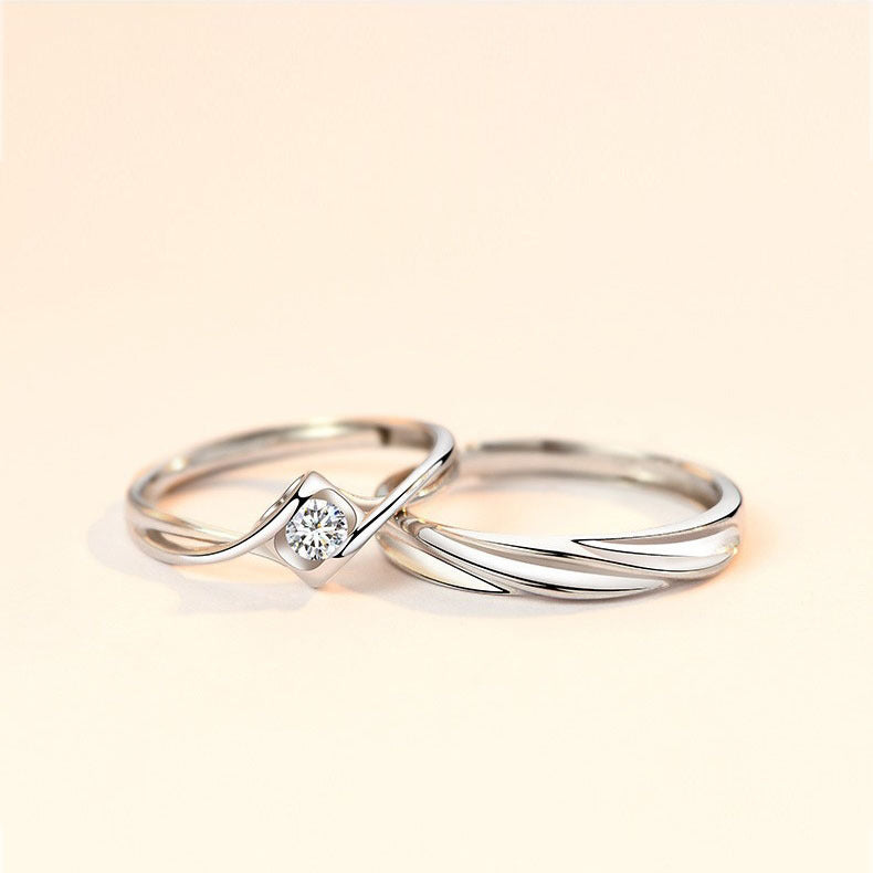 Women's & Men's Couple For One Simple Light Luxury Minority Opening Rings