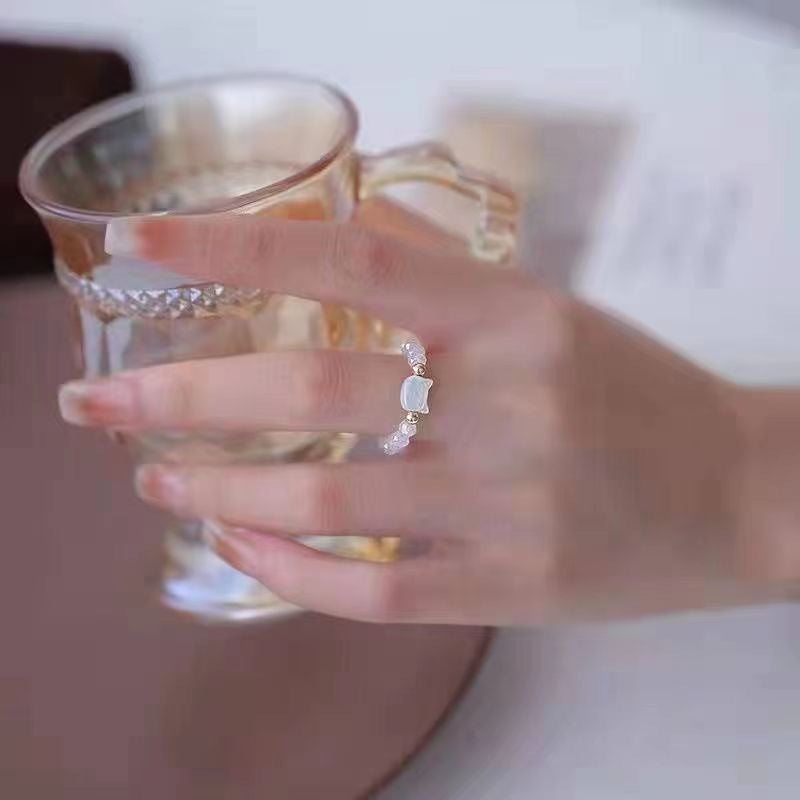 Shell Cat Cute Niche Couple Handmade Ring