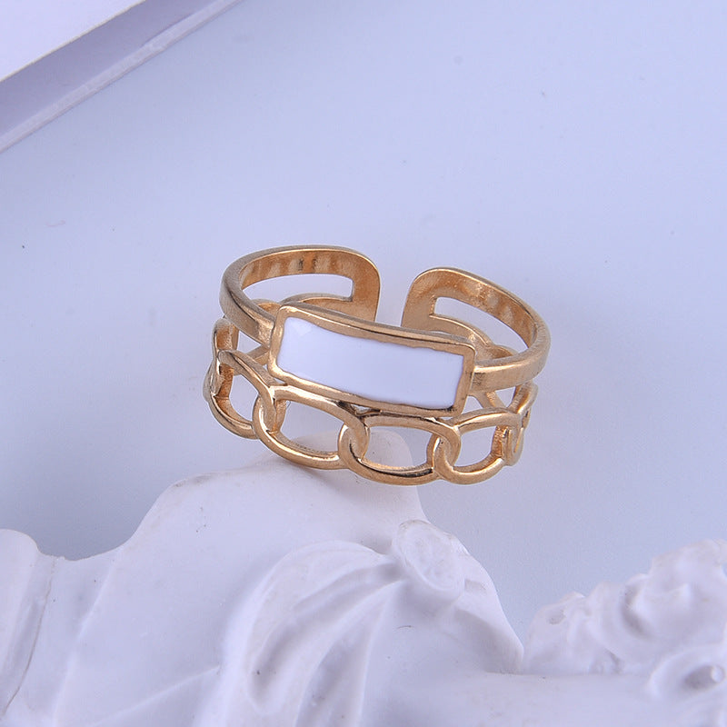 Oil Dripping Vintage Stainless Steel Female Rings