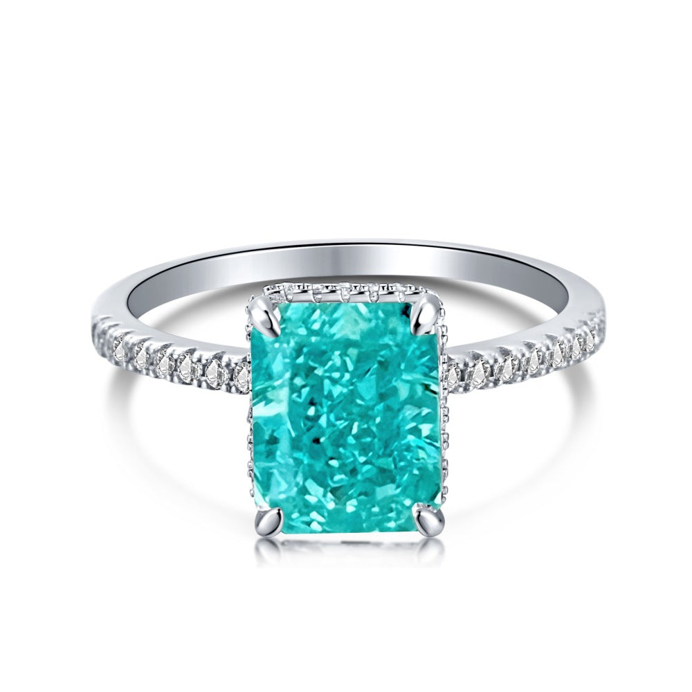 French Style Super Flash Square Diamond Ice Rings
