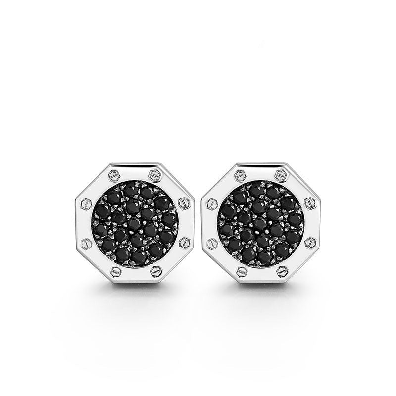 Men's Zircon Round Trendy Unique Pu Single Fashion Earrings