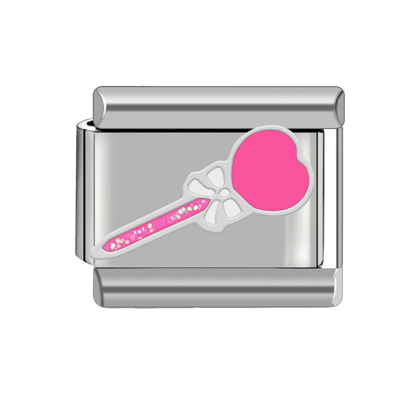 Lovely Pink Italian Charm Module Heart-shaped Detachable Bracelets