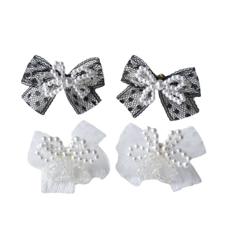Women's Super Fairy White Lace Bow Sweet Earrings