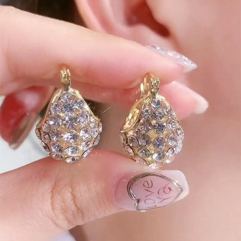Women's Violet Elegant Purple Cabas Design White Earrings