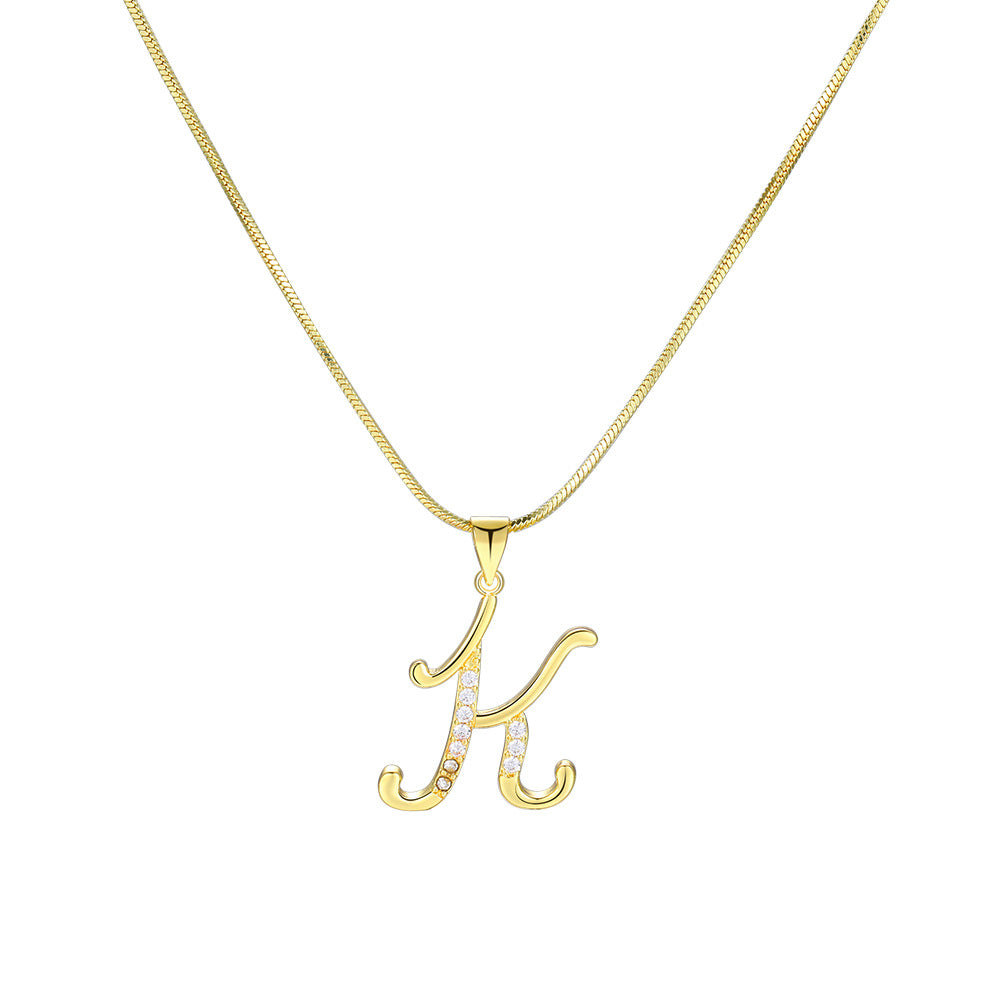 Simple Copper Inlaid Zircon Snake Chain Necklaces