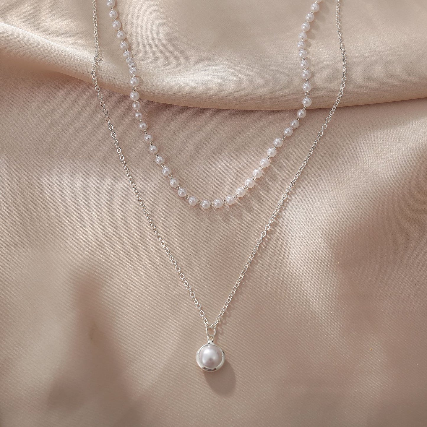 Pearl Double Layer Lady Temperament Retro Necklaces