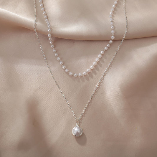 Pearl Double Layer Lady Temperament Retro Necklaces