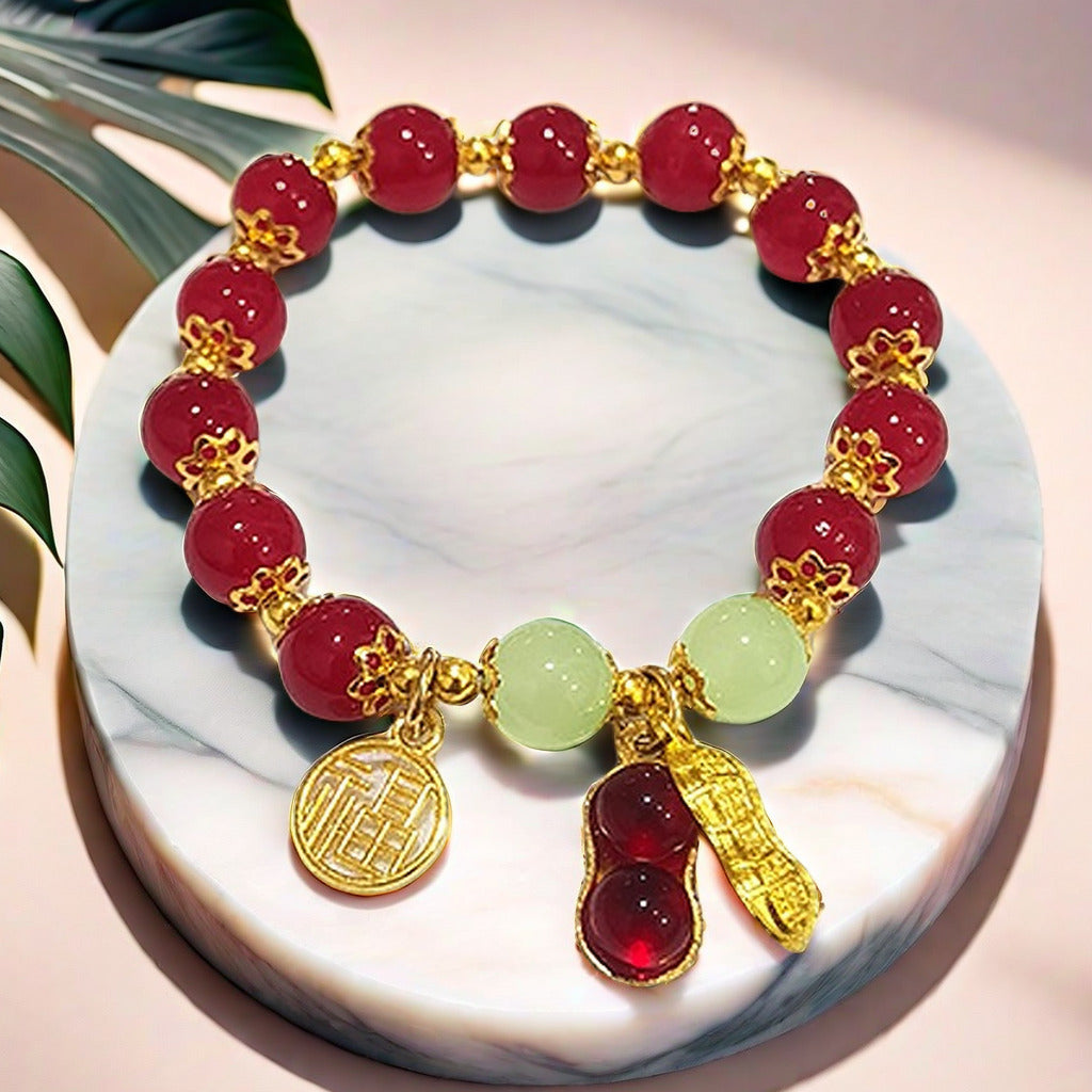 Women's Chinese Style Blessing Card Peanut Design High-grade Temperament Girlfriends Bracelets
