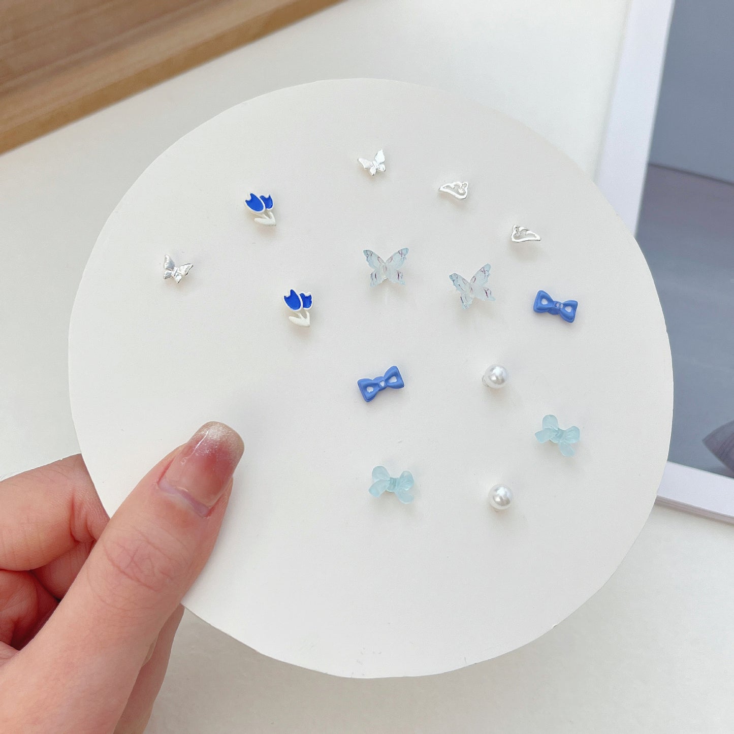 Pair Pack Sier Suit Cute Sweet Earrings