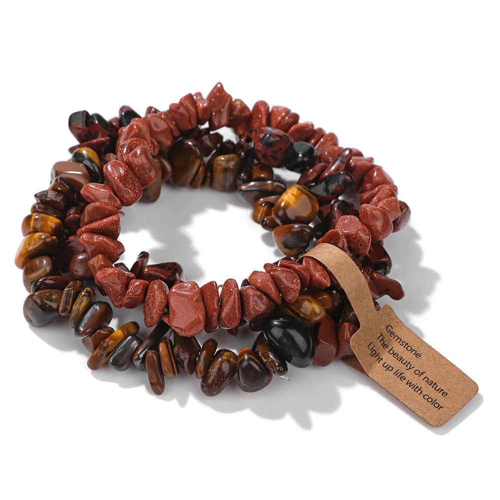 Women's & Men's Gravel Beads Three-piece Kraft Paper Tag Bracelets