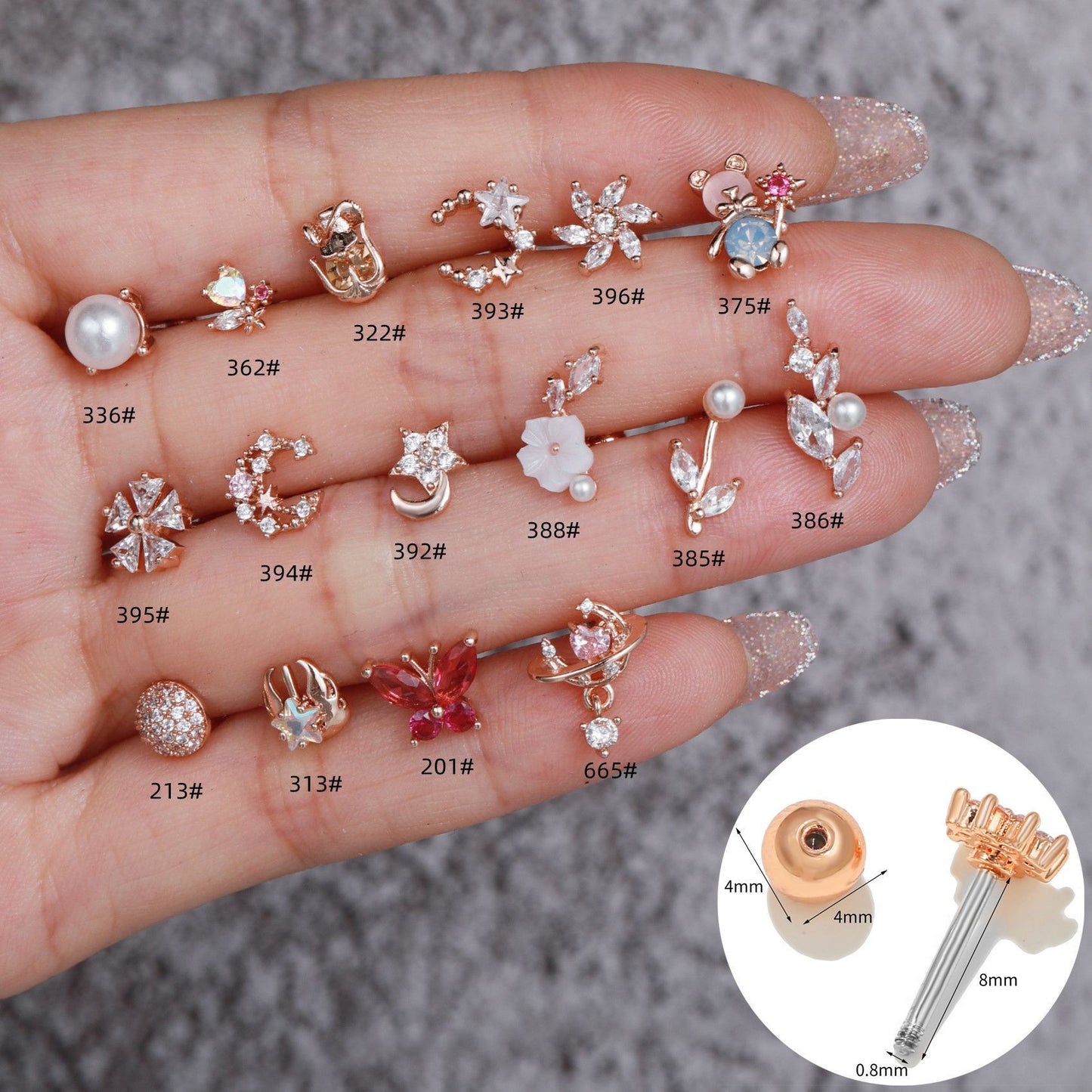 Flower Ear Bone Stainless Steel Thin Rings