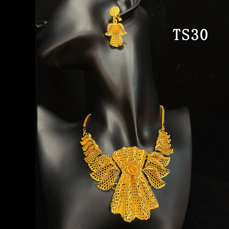 Gold Plated Female Bridal Wedding Imitation Jewelry Set