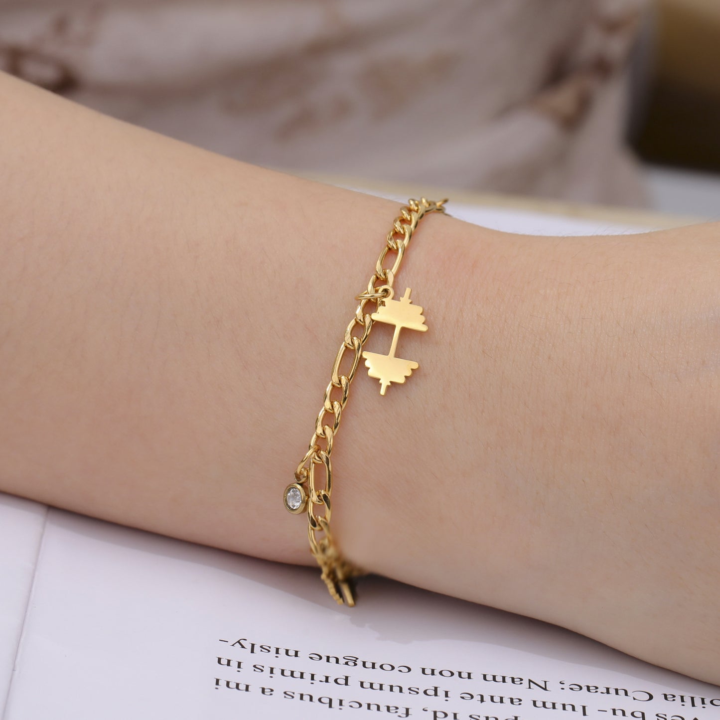 Women's Athlete Jewelry Gift Dumbbell Diamond Chain Bracelets