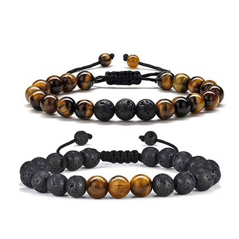 Turquoise Woven Lava Stone Adjustable Volcanic Bracelets