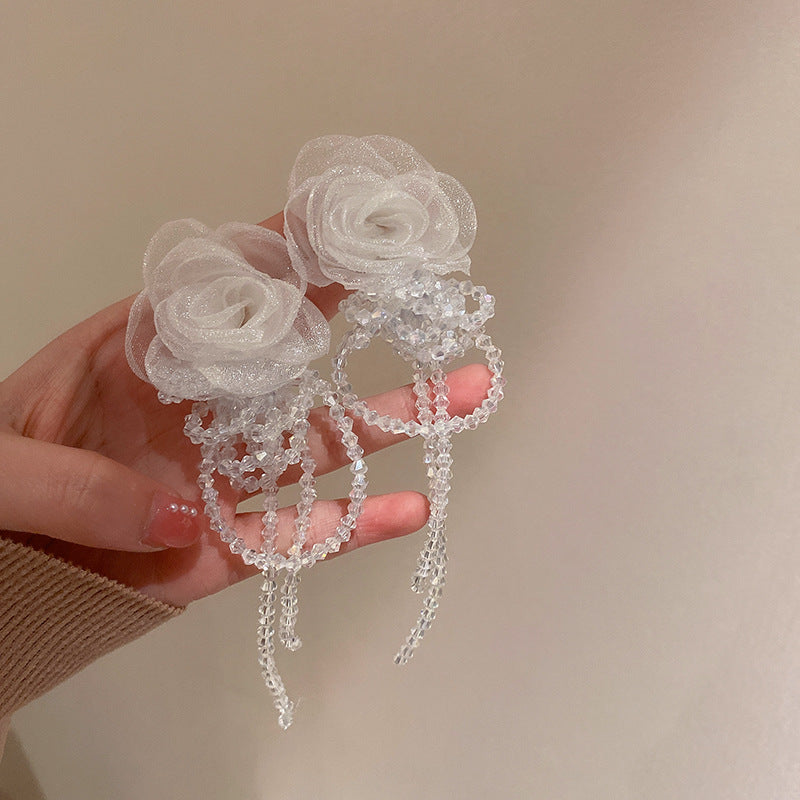 Needle Glaze Love Heart Flowers Summer Earrings