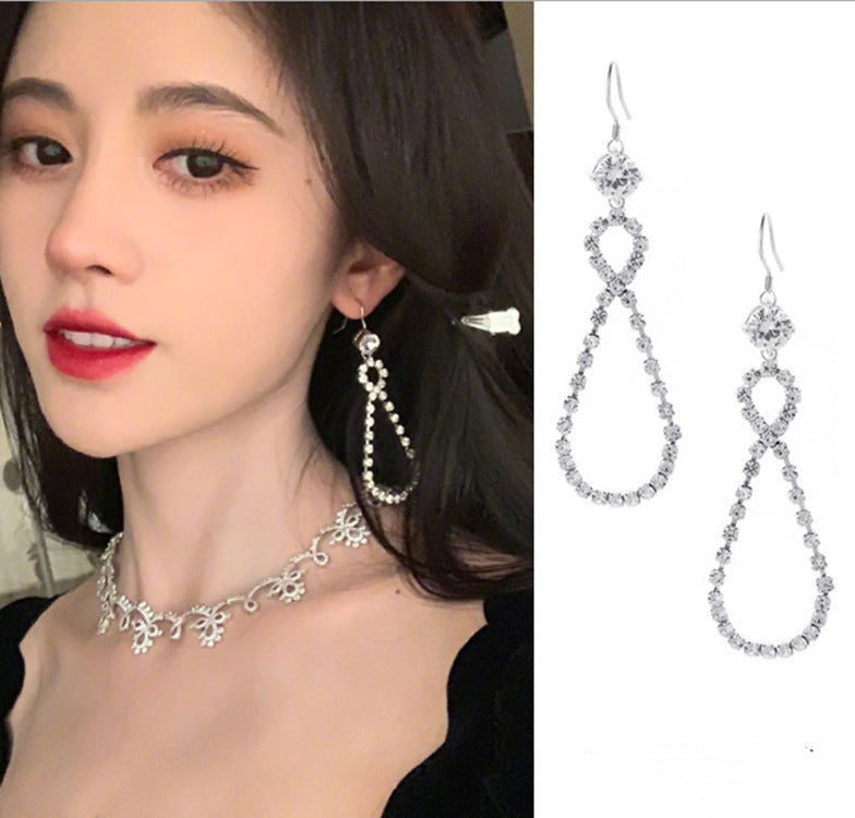 Tassel High-grade Sier Needle Metal Light Luxury Pearl Earrings