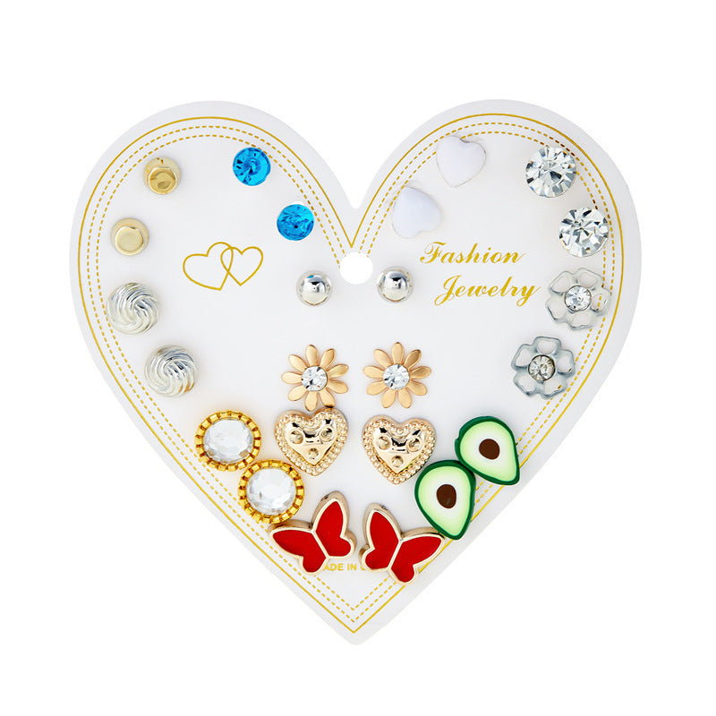 Suit Geometric Pairs Storage Ear Multicolor Earrings