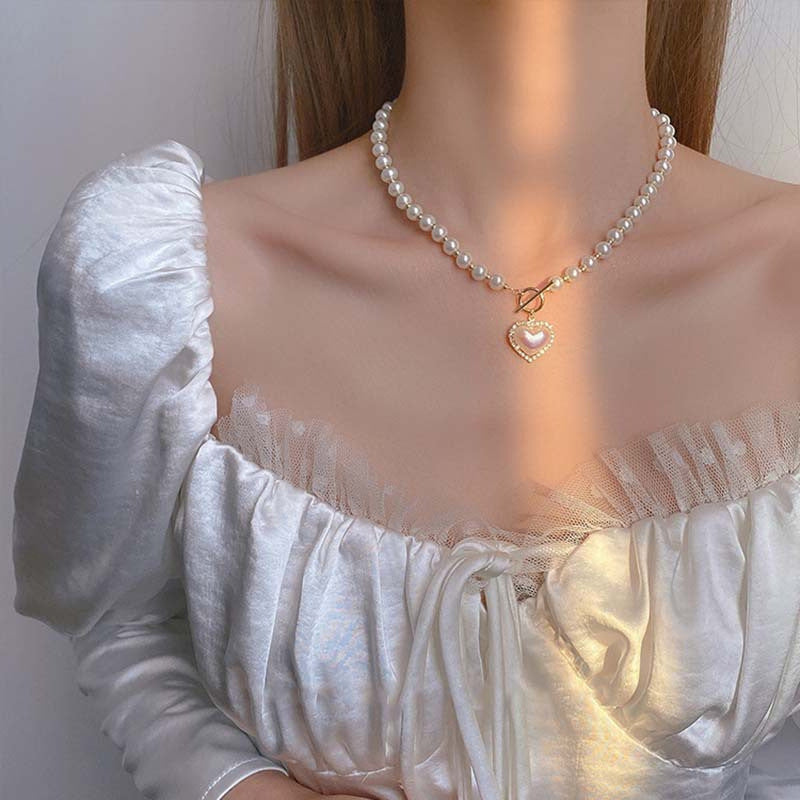 Pearl Love Cold Wind Sweet Simple Necklaces