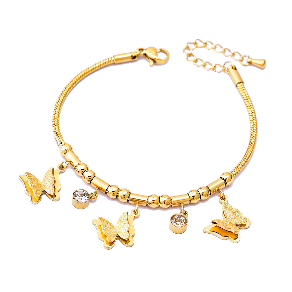 Geometric Heart Shape Shell Butterfly Five-pointed Star Titanium Bracelets