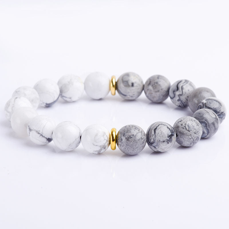 Women's & Men's Black Agate Haematite Snowflake Stone Design Bracelets