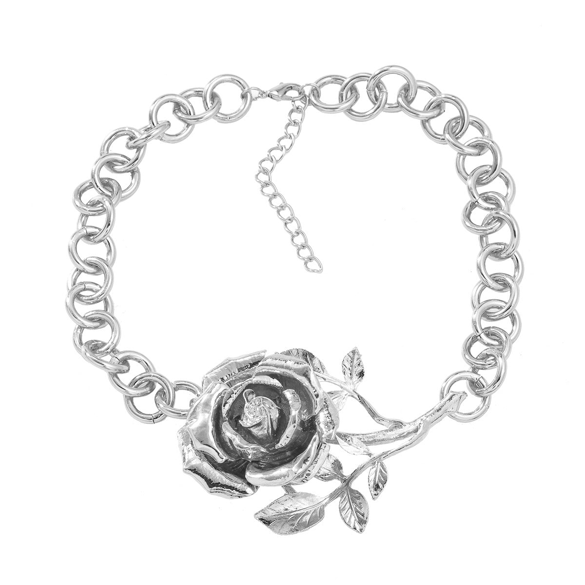 Women's Summer Exaggerated Alloy Flower Elegant Rose Necklaces