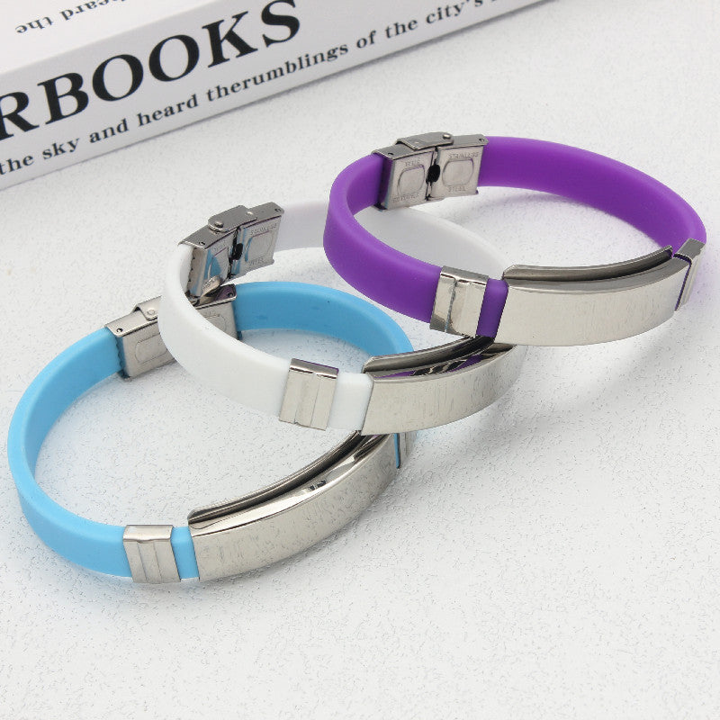 Titanium Steel Couple Can Carve Writing Bracelets