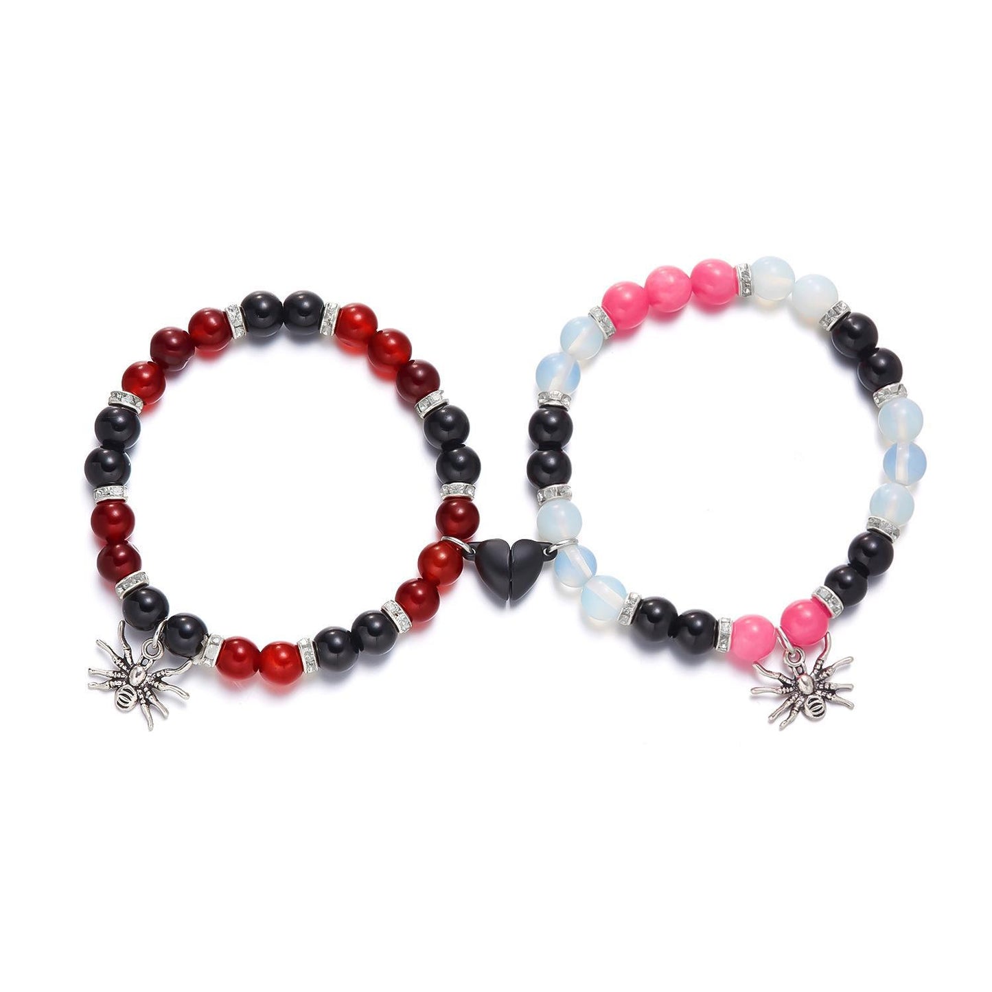 Women's Spider Love Magnetic Couple Elastic Beaded Bracelets
