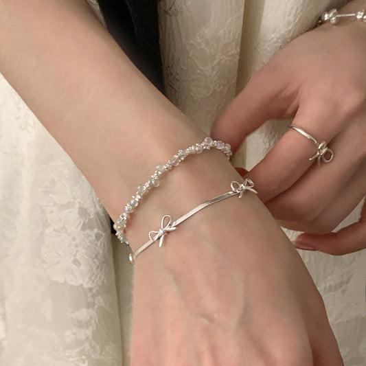 Sterling Sier Bow Snake Bone Female Bracelets