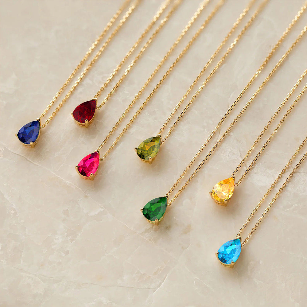 Zircon Month Birthstone Birthstones Vacuum Electroplating Necklaces
