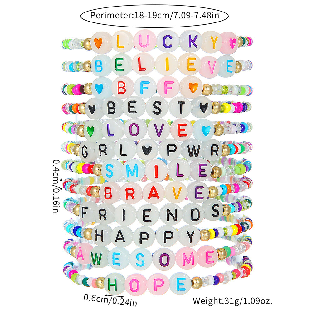 Children's Bohemian Style Letter Colorful Beads Stringed Bracelets