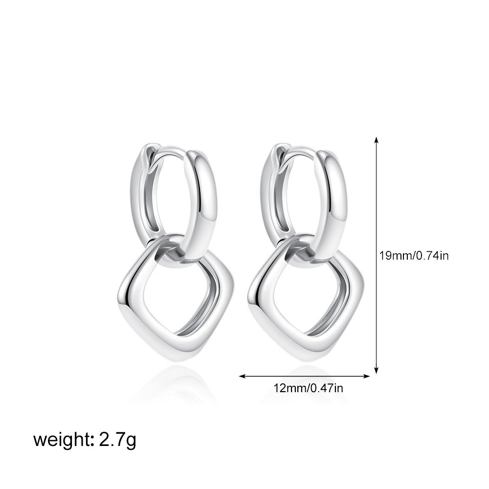 Twist Geometric Square Ear Clip Simple Earrings