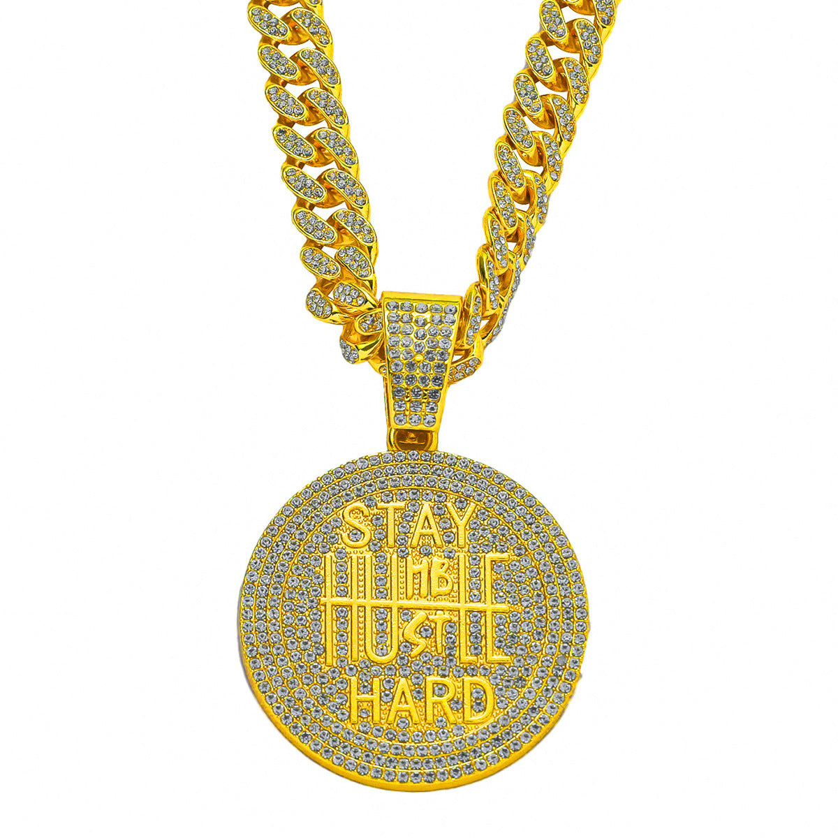 Men's Keep Calm English Letters Full Diamond Necklaces