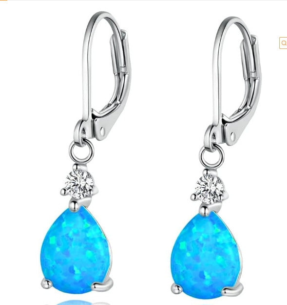 Women's Popular White Opal Drop Single Stud Earrings
