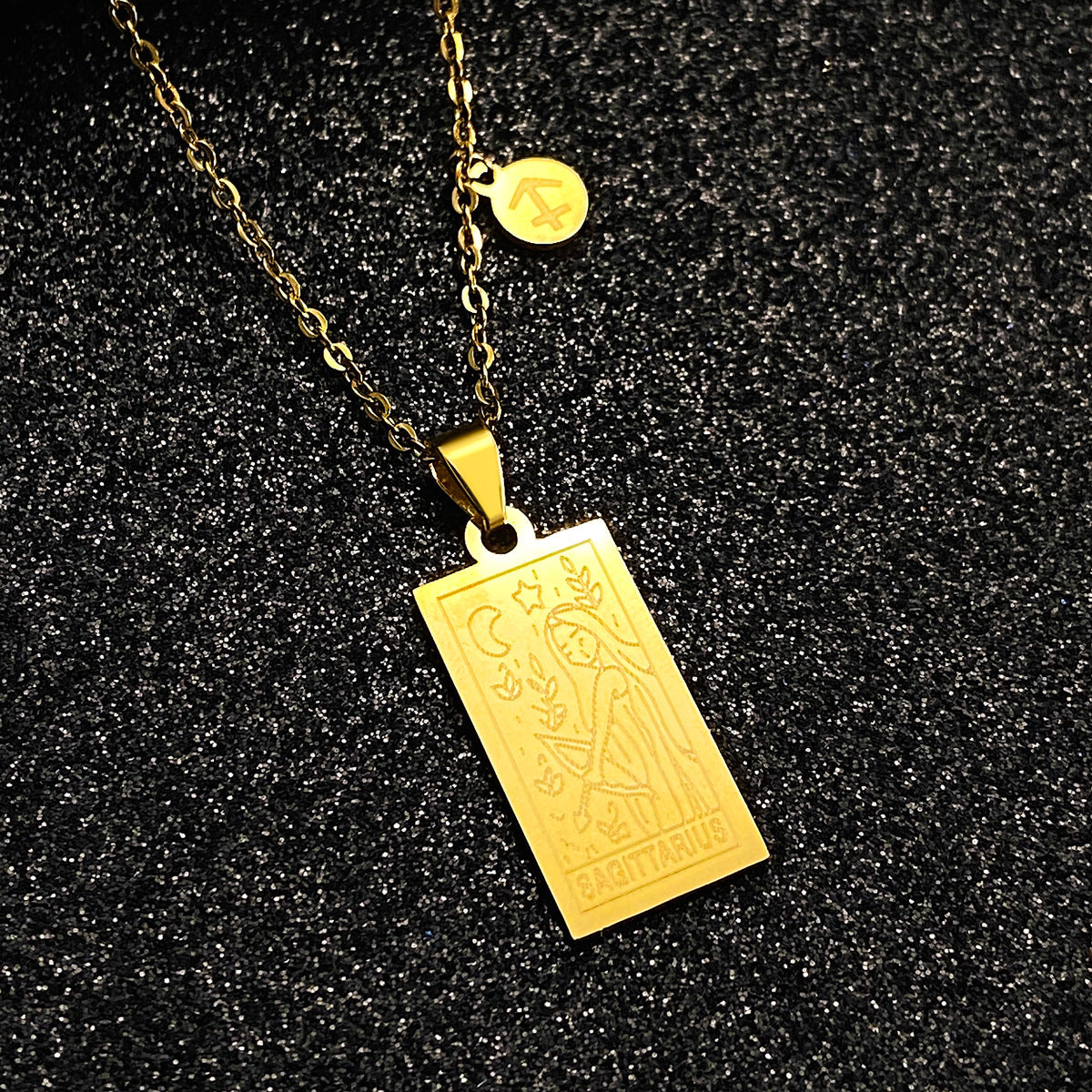 Women's Steel Constellation Square Retro Twee Tarot Necklaces