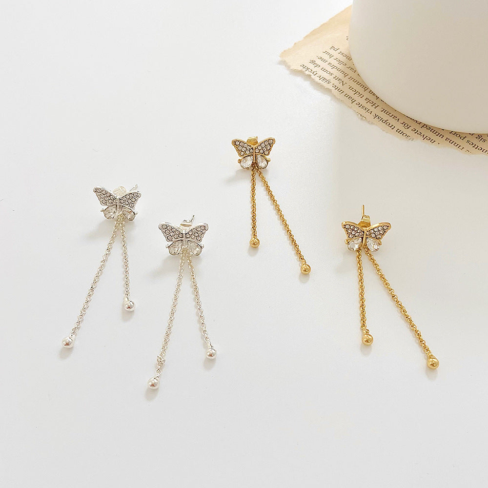 Women's Butterfly Fashion Temperamental Minority Design Long Earrings