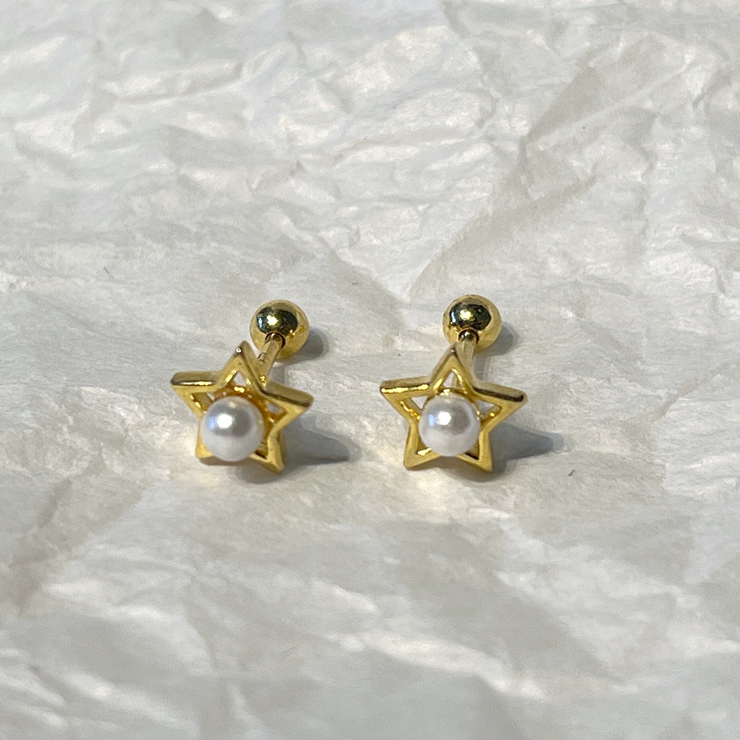 Five-pointed Star Screw Freshwater Bone Nail Niche High Sense Female Earrings